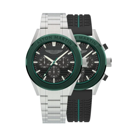 Reloj Aston Martin Fórmula 1 Plateado y Verde Cronógrafo Hombre MTIB1F501