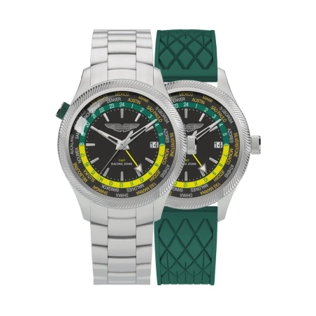 Reloj Aston Martin Plateado y Verde Analógico Hombre MTIZ1F503