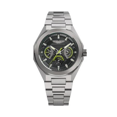 Reloj Aston Martin Fórmula 1 Plateado y Negro Multifunción Hombre MTRI1F505