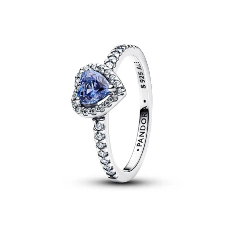 Anillo Pandora Corazón Azul Relieve Brillante 198421C05