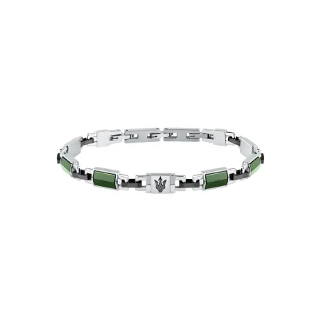 Pulsera Maserati Ceramic Plateada y Verde Hombre JM425ATZ68