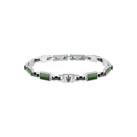 Pulsera Maserati Ceramic Plateada y Verde Hombre JM425ATZ68