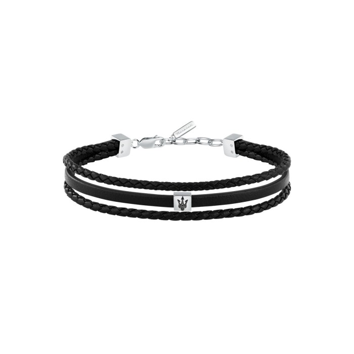 Pulsera Maserati Leather Negro y Plateado...