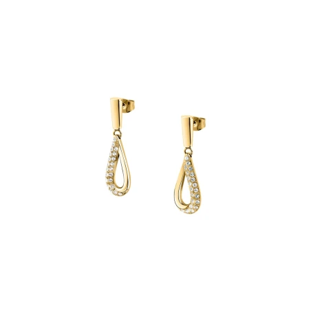 Pendientes Morellato Design Acero Baño Oro y Cristales Blancos SAYP29