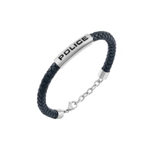 Pulsera Police Skyfall Piel Trenzada Azul y Acero Hombre...