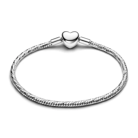Pulsera Pandora Cadena Serpiente Cierre Corazón Plata 594236C00