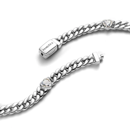 Pulsera pandora Cadena Cubana Corazón Plata 594226C01