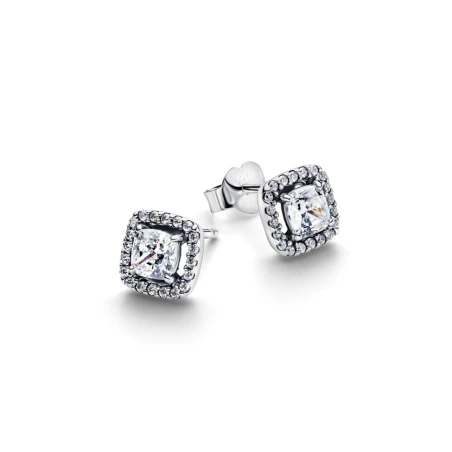 Pendientes Pandora Halo Cuadrado Brillante 293551C02