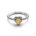 Anillo Pandora Corazón Amarillo Relieve Brillante 198421C06