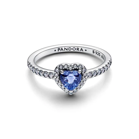 Anillo Pandora Corazón Azul Relieve Brillante 198421C05