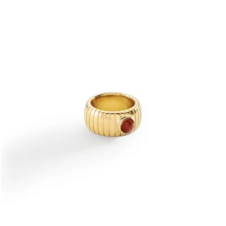 Anillo Agatha Paris Ancho Be Baño Oro y Cabujón Rojo 02270055-324-56