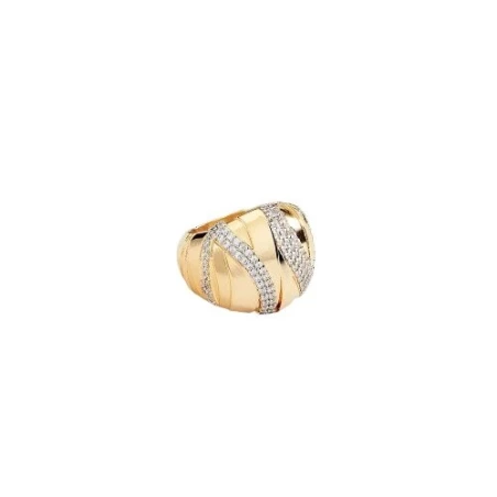 Anillo Agatha Paris Ancho Be Baño Oro y Circonitas 02280272-137-56