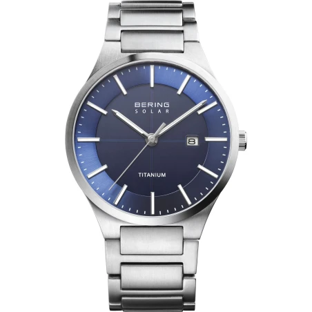 Reloj Bering Titanium Plateado y Azul Analógico Hombre 15239-777
