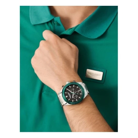 Reloj Aston Martin Fórmula 1 Plateado y Verde Cronógrafo Hombre MTIB1F501