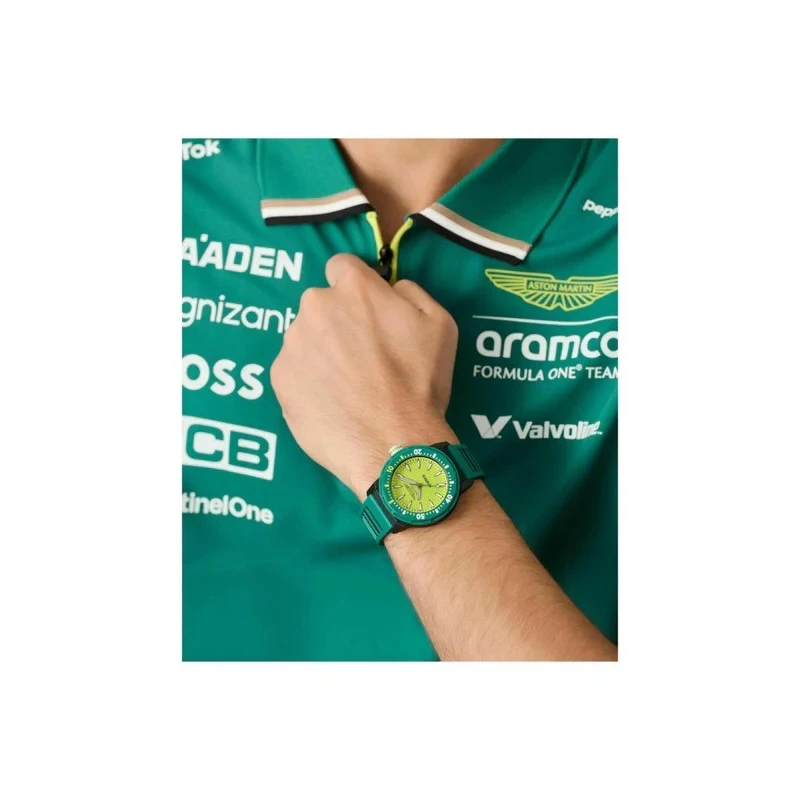 Reloj Aston Martin Fórmula 1 Verde y Amarillo Analógico Hombre MTFK1F501