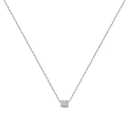 Collar Itemporality Barril Plata Baño Rodio y Circonitas  Blancas SNL-101-141-UU