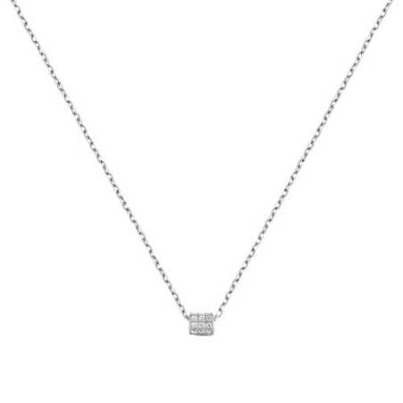 Collar Itemporality Barril Plata Baño Rodio y Circonitas Blancas SNL-101-141-UU