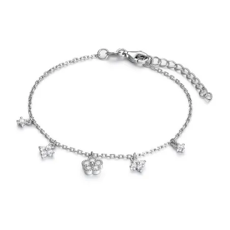 Pulsera Itemporality Flores Plata Baño Rodio y Circonitas Blancas SBR-101-127-UU