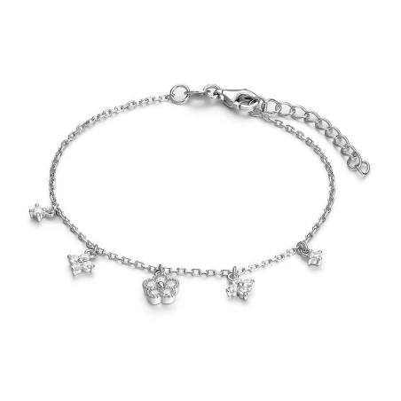 Pulsera Itemporality Flores Plata Baño Rodio y Circonitas Blancas SBR-101-127-UU