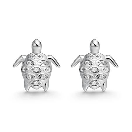 Pendientes Itemporality Tortugas Plata Baño Rodio y Circonitas SEA-101-449-UU