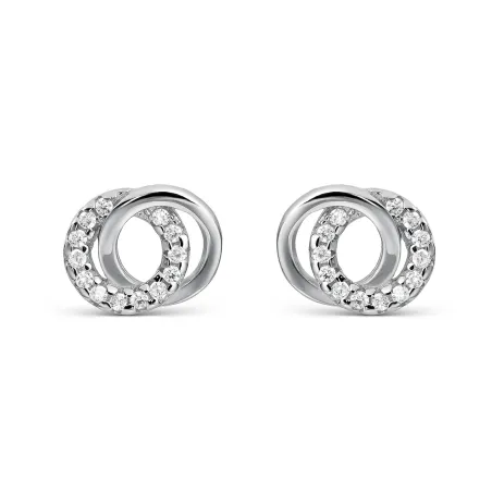 Pendientes Itemporality Círculos Entrelazados Plata Baño Oro y Circonitas SEA-101-452-UU