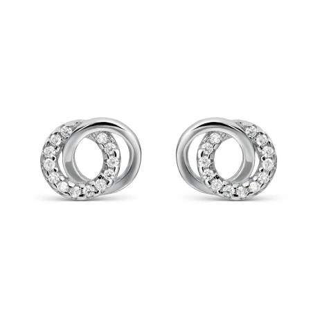 Pendientes Itemporality Círculos Entrelazados Plata Baño Oro y Circonitas SEA-101-452-UU