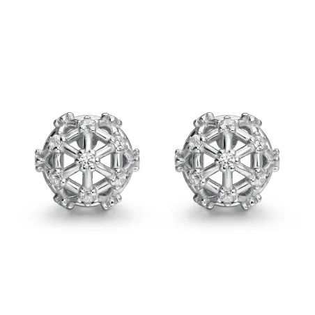 Pendientes Itemporality Esfera Plata Baño Rodio y Circonitas Blancas SEA-101-453-UU