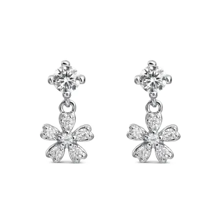 Pendientes Itemporality Flores Plata Baño Rodio y Circonitas Blancas SEA-101-455-UU