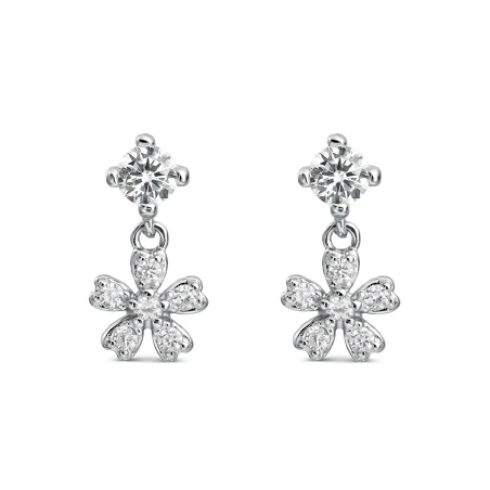 Pendientes Itemporality Flores Plata Baño Rodio y Circonitas Blancas SEA-101-455-UU