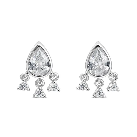 Pendientes Itemporality Gotas Plata Baño Rodio y Circonitas Blancas SEA-101-456-UU