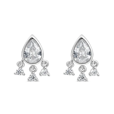 Pendientes Itemporality Gotas Plata Baño Rodio y Circonitas Blancas SEA-101-456-UU