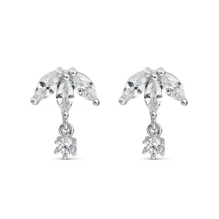 Pendientes Itemporality Flores Plata Baño Rodio y Circonitas Blancas SEA-101-457-UU