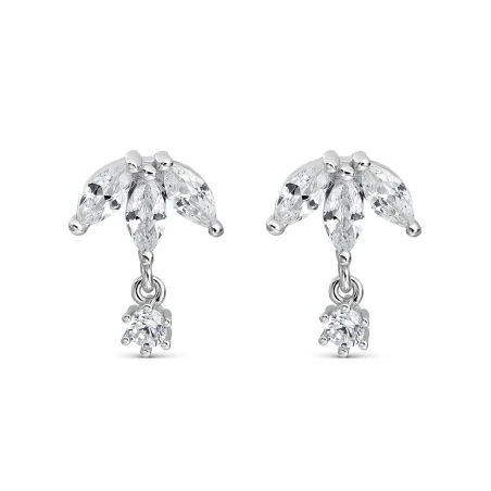 Pendientes Itemporality Flores Plata Baño Rodio y Circonitas Blancas SEA-101-457-UU