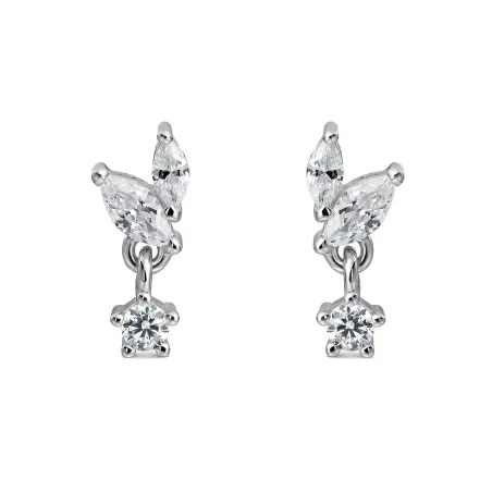 Pendientes Itemporality Hojas Plata Baño Rodio y Circonitas Blancas SEA-101-458-UU