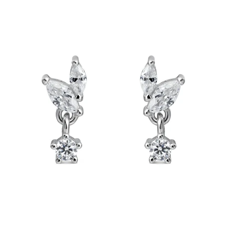Pendientes Itemporality Hojas Plata Baño Rodio y Circonitas Blancas SEA-101-458-UU