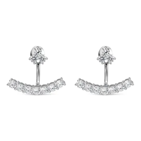 Pendientes Itemporality Efecto Doble Plata Baño Rodio y Circonitas Blancas SEA-101-460-UU