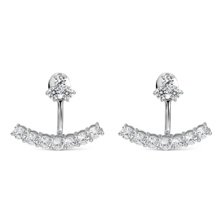 Pendientes Itemporality Efecto Doble Plata Baño Rodio y Circonitas Blancas SEA-101-460-UU