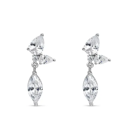 Pendientes Itemporality Hojas Plata Baño Rodio y Circonitas Blancas SEA-101-461-UU