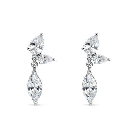 Pendientes Itemporality Hojas Plata Baño Rodio y Circonitas Blancas SEA-101-461-UU