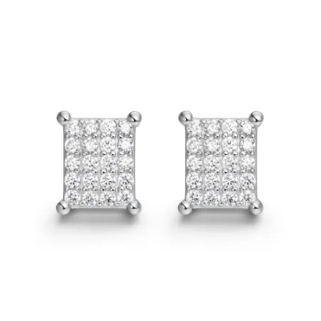 Pendientes Itemporality Cuadrado Plata Baño Rodio y Circonitas Blancas SEA-101-462-UU