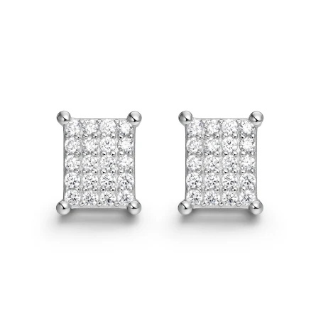 Pendientes Itemporality Cuadrado Plata Baño Rodio y Circonitas Blancas SEA-101-462-UU