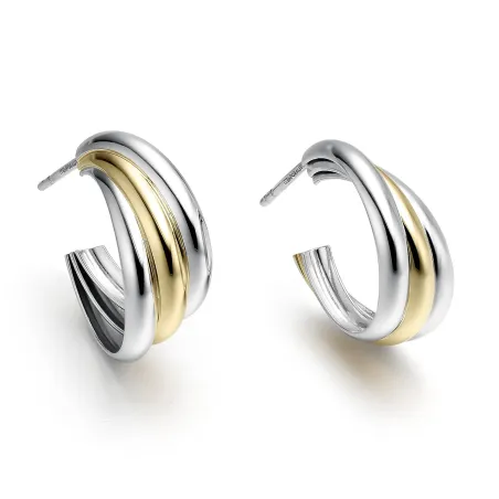 Pendientes Itemporality Triple Aro Plata Baño Bicolor SEA-400-441-UU
