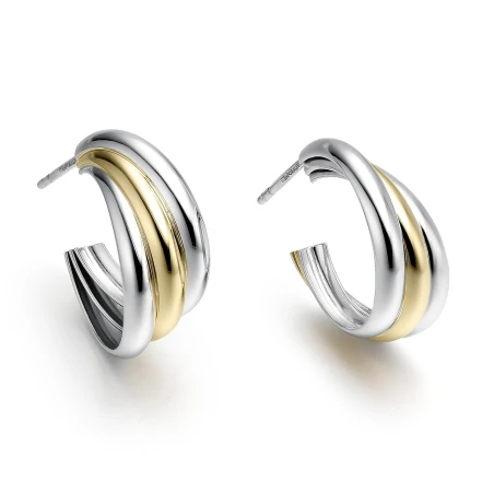 Pendientes Itemporality Triple Aro Plata Baño Bicolor SEA-400-441-UU
