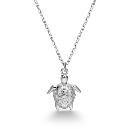 Collar Itemporality Tortuga Plata Baño Rodio y Circonitas SNL-101-200-UU