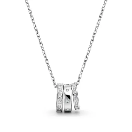 Collar Itemporality 3 Aros Plata Baño Rodio y Circonitas Blancas SNL-101-204-UU