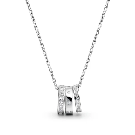 Collar Itemporality 3 Aros Plata Baño Rodio y Circonitas Blancas SNL-101-204-UU