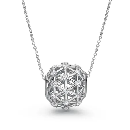 Collar Itemporality Esfera Plata Baño Rodio y Circonitas SNL-101-205-UU