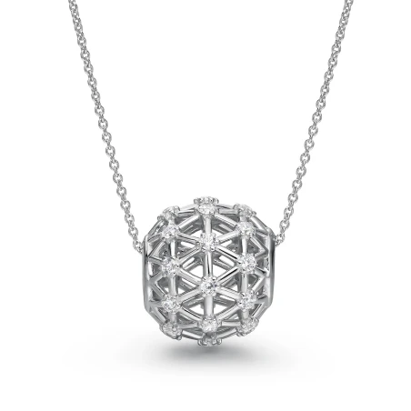 Collar Itemporality Esfera Plata Baño Rodio y Circonitas SNL-101-205-UU