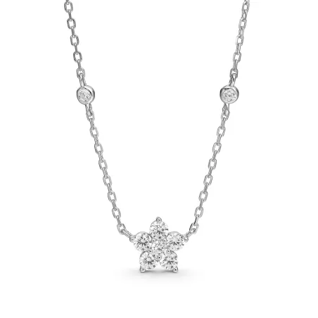Collar Itemporality Flor Plata Baño Rodio y Circonitas SNL-101-206-UU