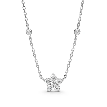 Collar Itemporality Flor Plata Baño Rodio y Circonitas SNL-101-206-UU